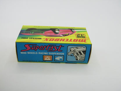 Matchbox Superfast No 32B Maserati Bora PURPLE 5 Arch Wheels 8 Label