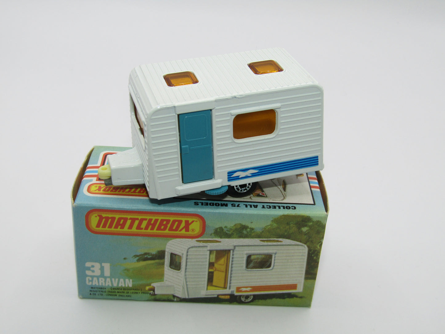 Matchbox Superfast 31C Caravan - TURQUOISE Blue Door Blue Seagull Label