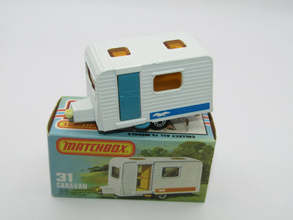 Matchbox Superfast 31C Caravan - TURQUOISE Blue Door Blue Seagull Label