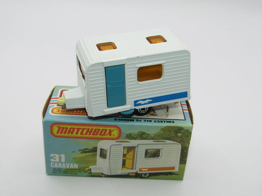 Matchbox Superfast 31C Caravan - TURQUOISE Blue Door Blue Seagull Label