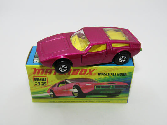 Matchbox Superfast No 32B Maserati Bora PURPLE 5 Spoke Wheels No Labels