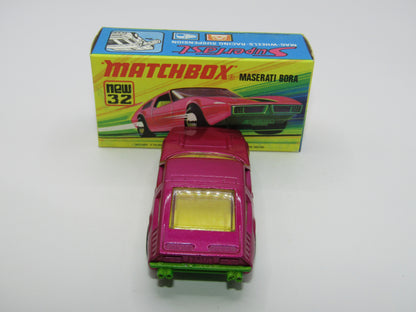 Matchbox Superfast No 32B Maserati Bora PURPLE 5 Spoke Wheels No Labels