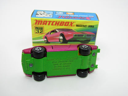 Matchbox Superfast No 32B Maserati Bora PURPLE 5 Spoke Wheels No Labels