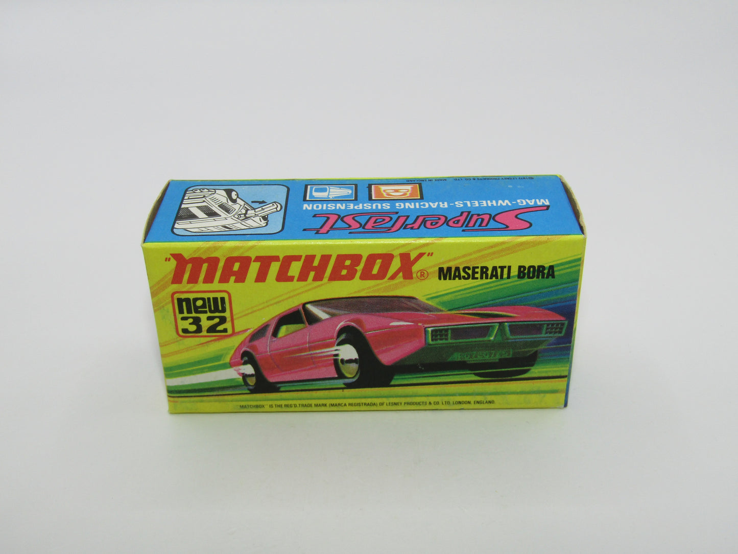 Matchbox Superfast No 32B Maserati Bora PURPLE 5 Spoke Wheels No Labels