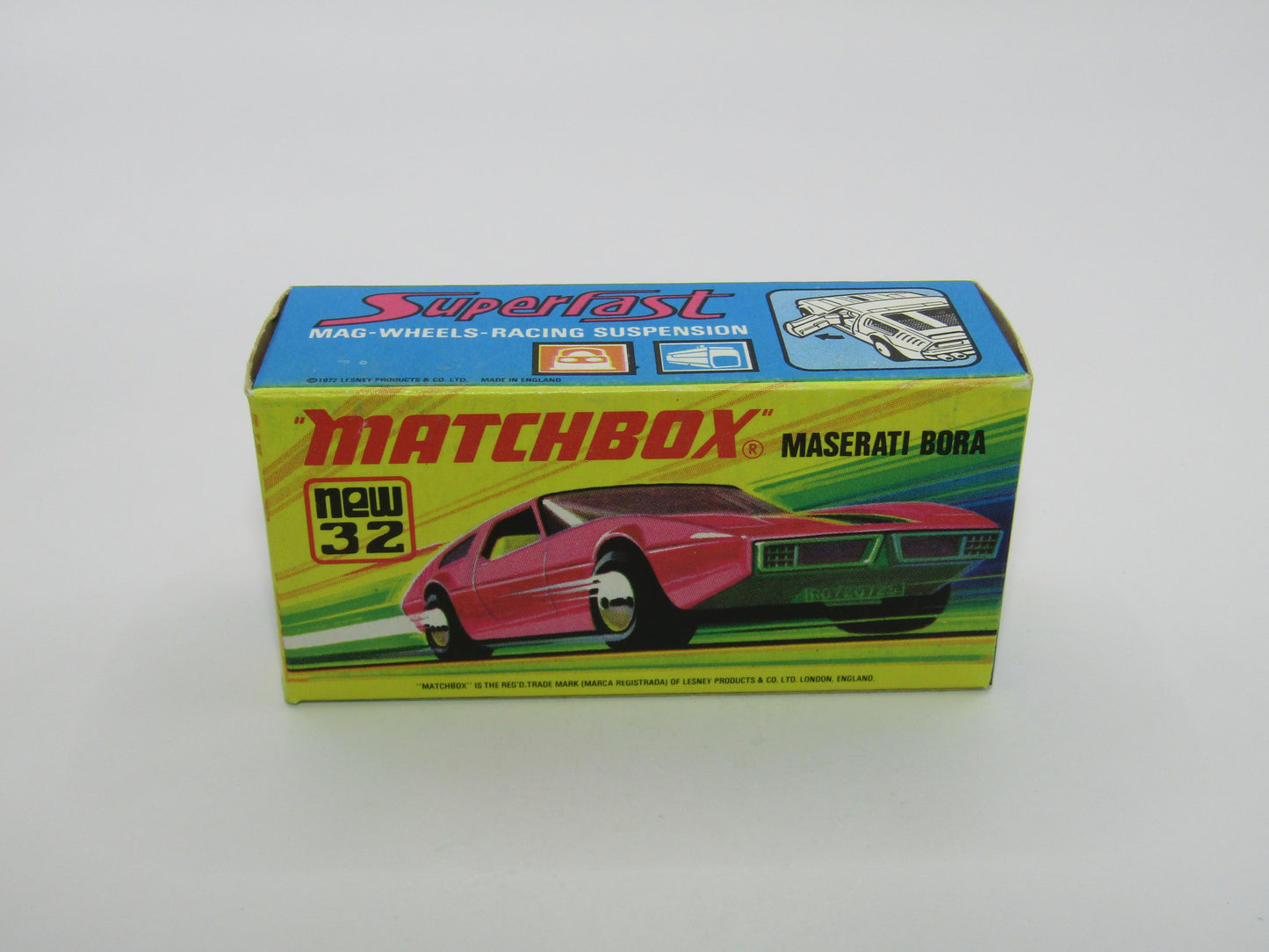Matchbox Superfast No 32B Maserati Bora PURPLE 5 Spoke Wheels No Labels