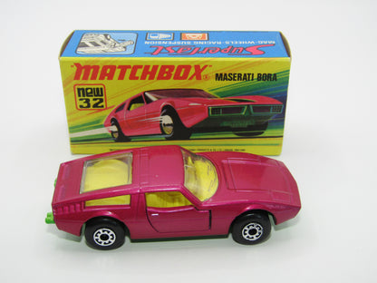 Matchbox Superfast No 32B Maserati Bora Magenta 5 ARCH Wheels No Labels