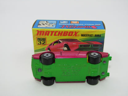 Matchbox Superfast No 32B Maserati Bora Magenta 5 ARCH Wheels No Labels