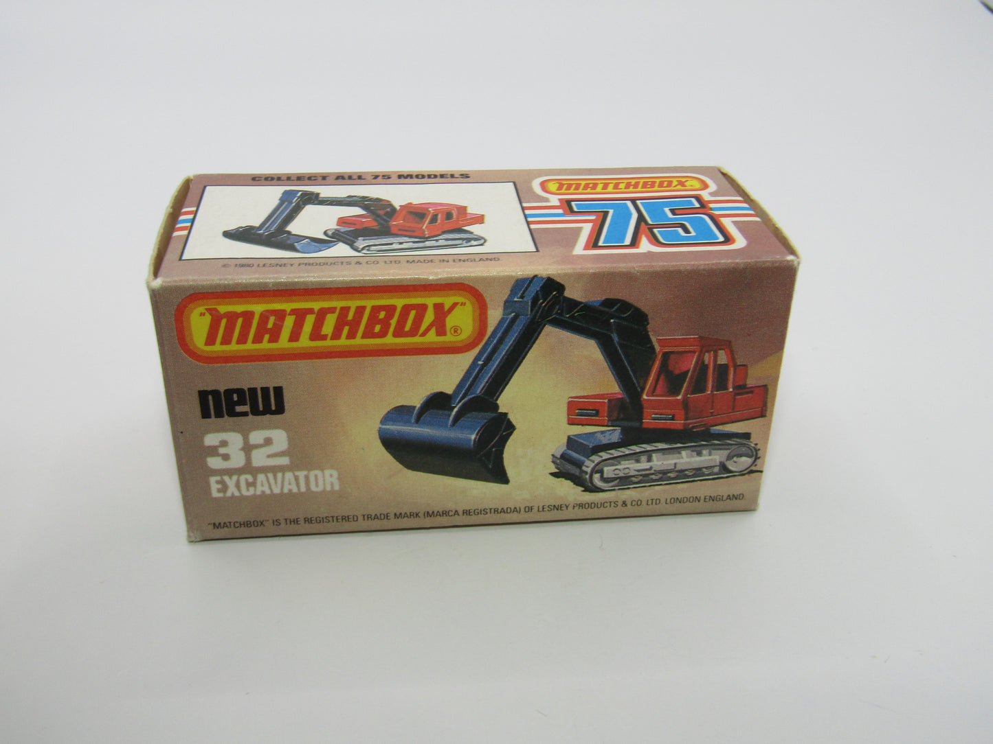 Matchbox Superfast No 32D Atlas Excavator Orange-Red Atlas Cast Grey Platform