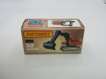 Matchbox Superfast No 32D Atlas Excavator Orange-Red Atlas Cast Grey Platform