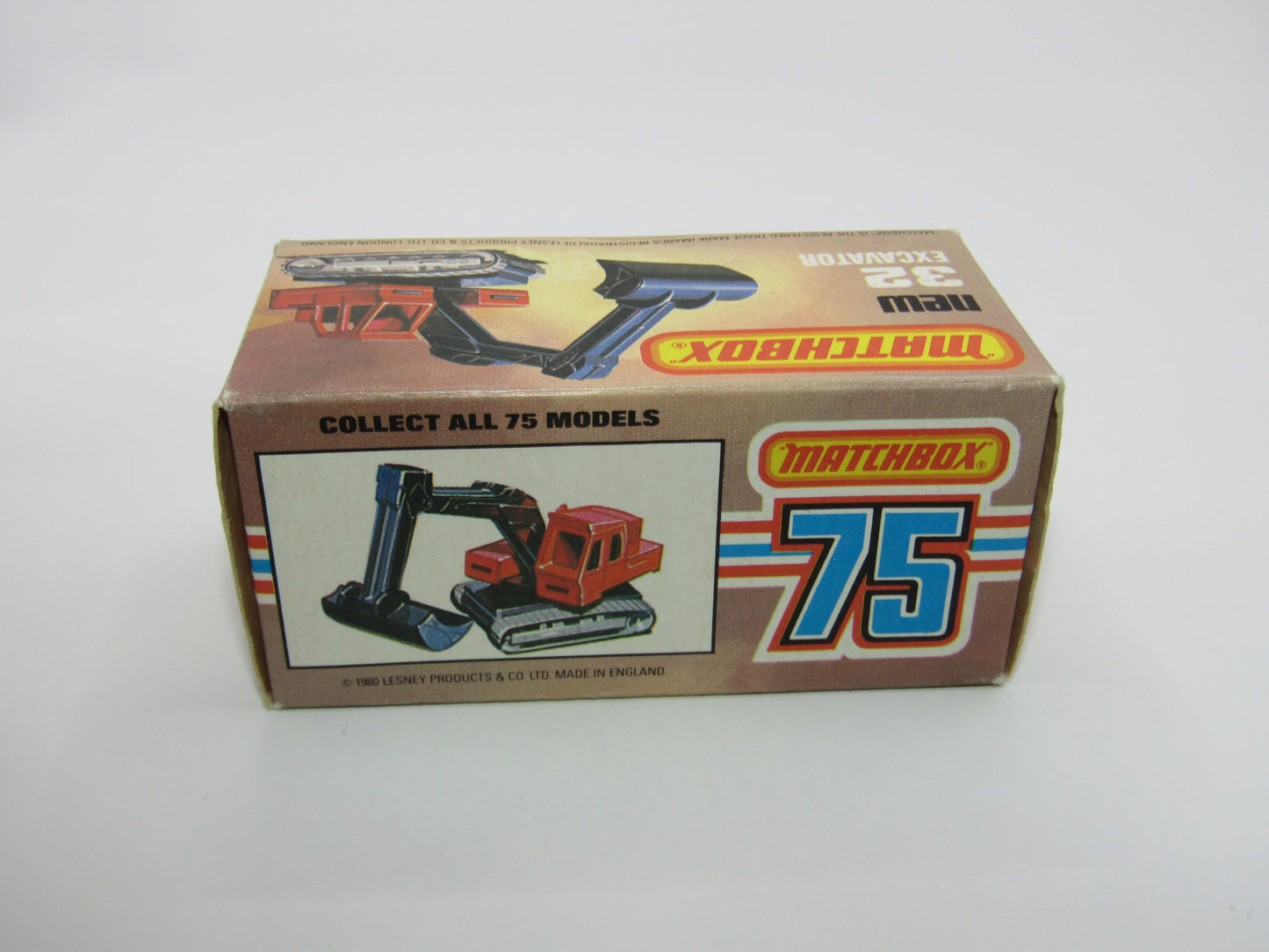 Matchbox Superfast No 32D Atlas Excavator Orange-Red Atlas Cast Grey Platform