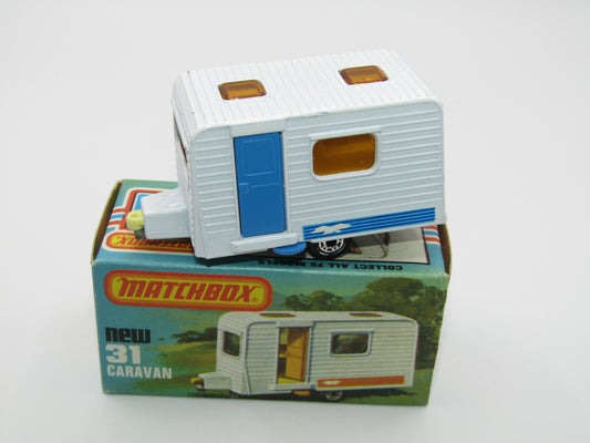 Matchbox Superfast 31C Caravan -  Light Blue Door, With Labels