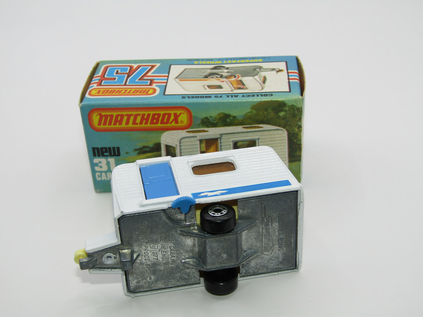 Matchbox Superfast 31C Caravan -  Light Blue Door, With Labels