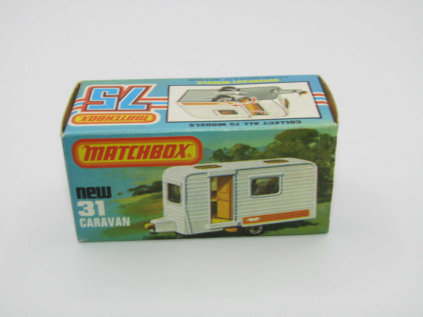 Matchbox Superfast 31C Caravan -  Light Blue Door, With Labels