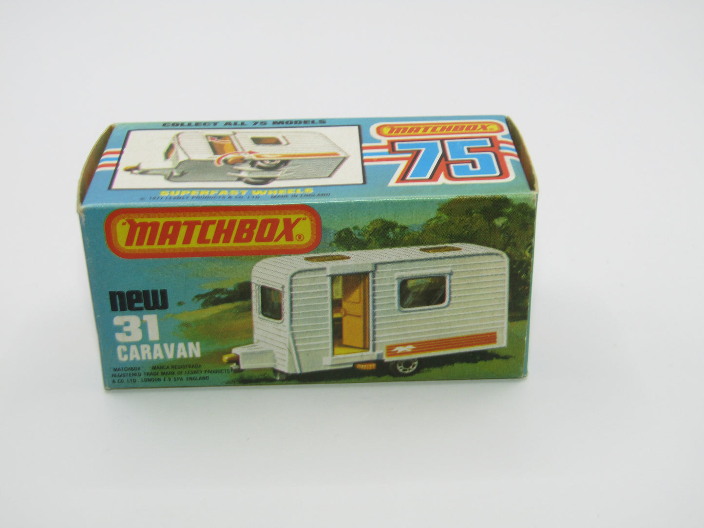 Matchbox Superfast 31C Caravan -  Light Blue Door, With Labels