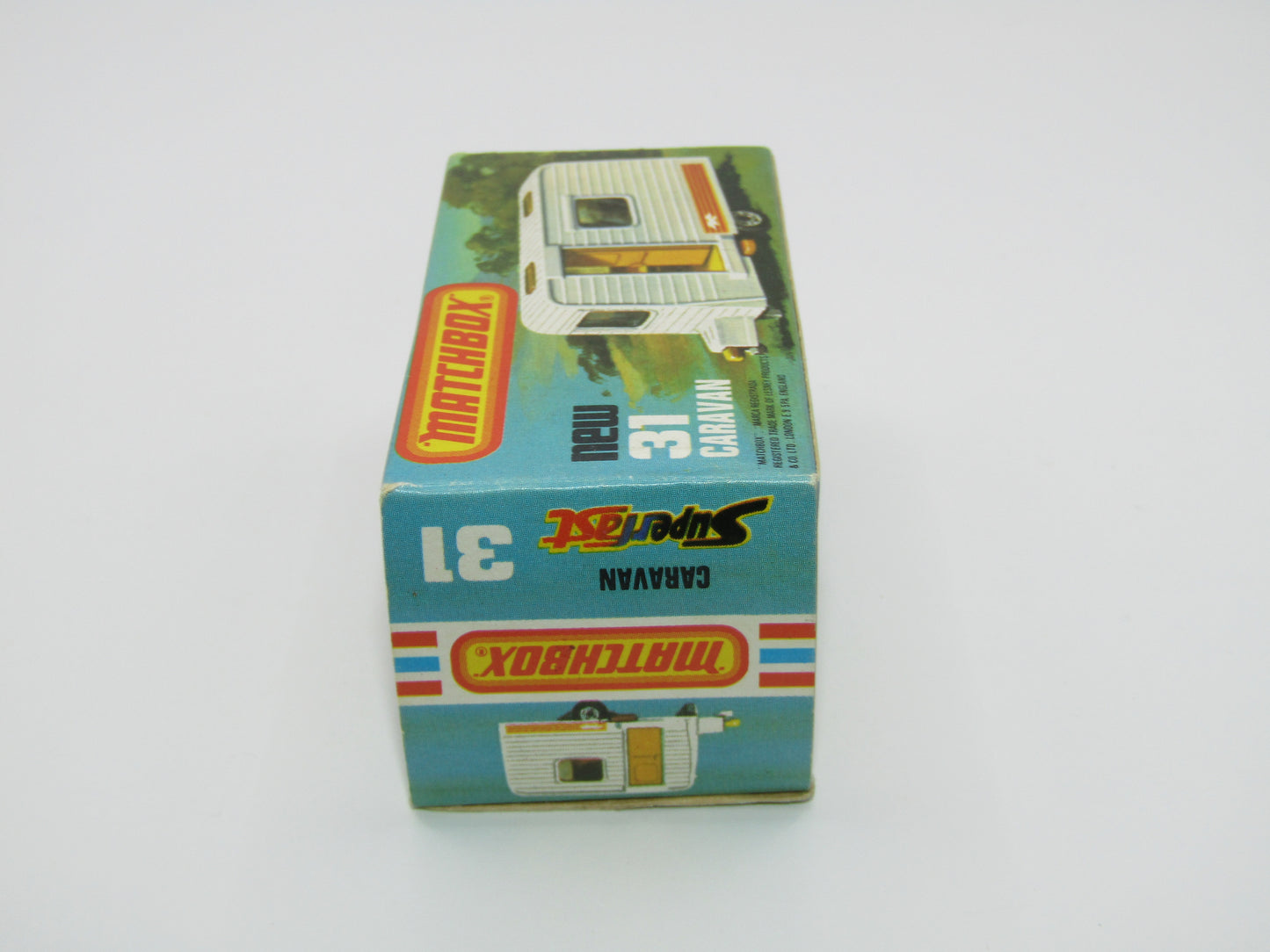 Matchbox Superfast 31C Caravan -  Light Blue Door, With Labels