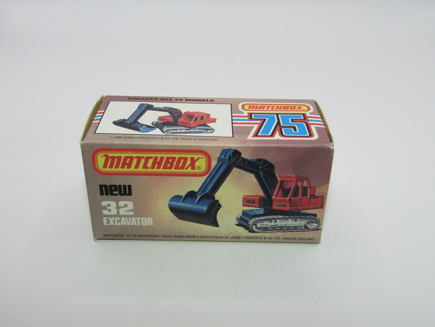 Matchbox Superfast No 32D Atlas Excavator RED Atlas Cast Grey Platform