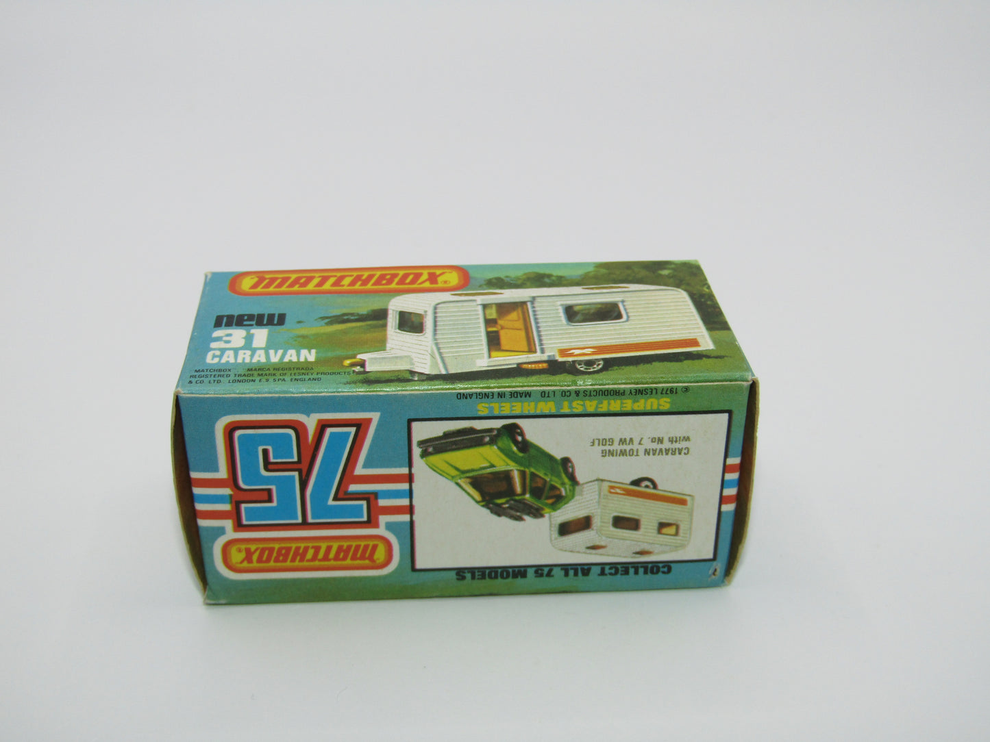 Matchbox Superfast 31C Caravan -  Light Blue Door, With Labels