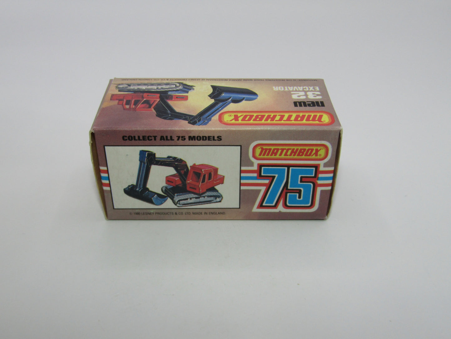 Matchbox Superfast No 32D Atlas Excavator RED Atlas Cast Grey Platform