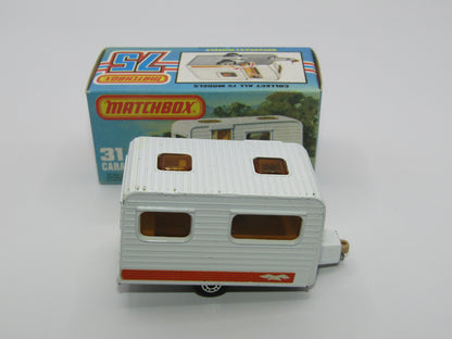 Matchbox Superfast 31C Caravan - BLUE DOOR & TAN Interior ORANGE Labels