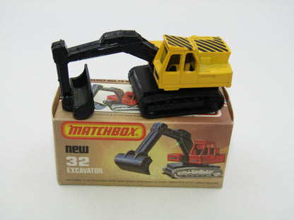 Matchbox Superfast No 32D Atlas Excavator Yellow Black Stripe Tampo