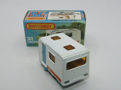 Matchbox Superfast 31C Caravan - BLUE DOOR & TAN Interior ORANGE Labels
