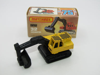 Matchbox Superfast No 32D Atlas Excavator Yellow Black Stripe Tampo