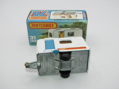 Matchbox Superfast 31C Caravan - BLUE DOOR & TAN Interior ORANGE Labels