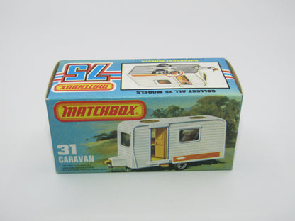 Matchbox Superfast 31C Caravan - BLUE DOOR & TAN Interior ORANGE Labels