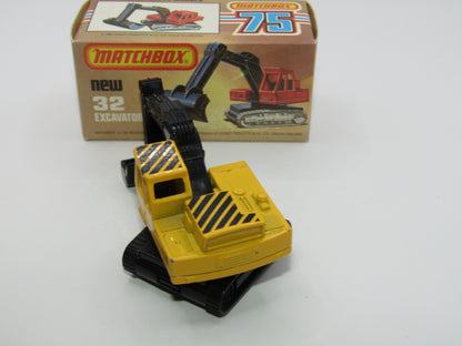 Matchbox Superfast No 32D Atlas Excavator Yellow Black Stripe Tampo