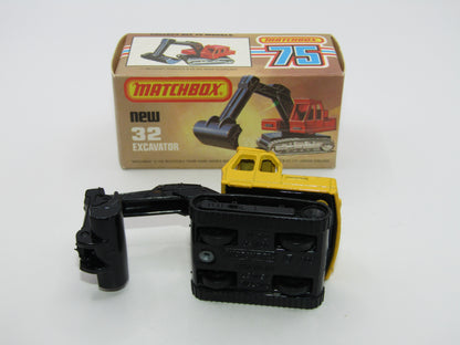 Matchbox Superfast No 32D Atlas Excavator Yellow Black Stripe Tampo