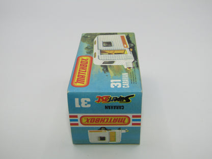 Matchbox Superfast 31C Caravan - BLUE DOOR & TAN Interior ORANGE Labels