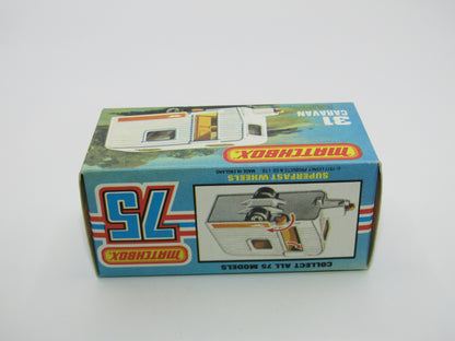 Matchbox Superfast 31C Caravan - BLUE DOOR & TAN Interior ORANGE Labels