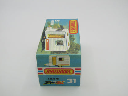 Matchbox Superfast 31C Caravan - BLUE DOOR & TAN Interior ORANGE Labels