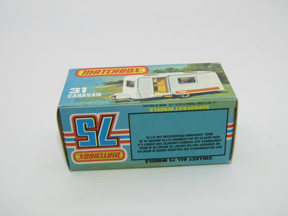 Matchbox Superfast 31C Caravan - BLUE DOOR & TAN Interior ORANGE Labels