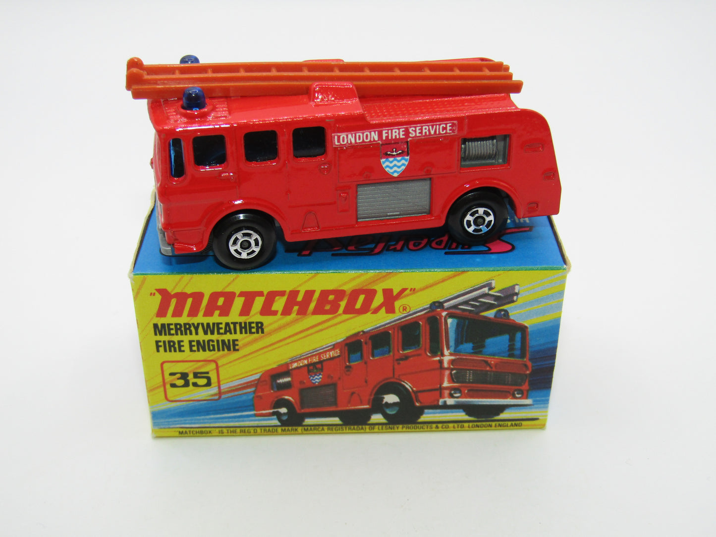 Matchbox Superfast No 35A Merryweather Fire Engine BROWN Ladder