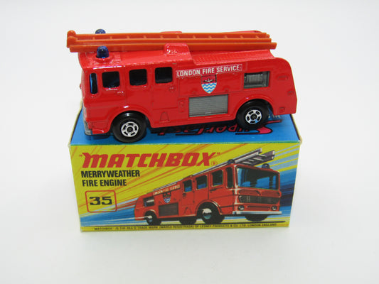 Matchbox Superfast No 35A Merryweather Fire Engine BROWN Ladder