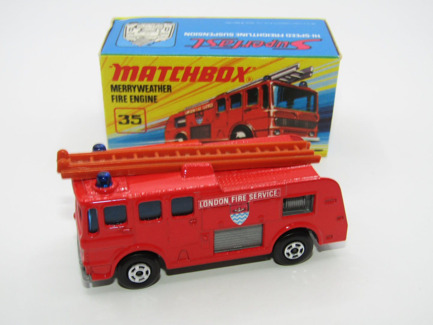 Matchbox Superfast No 35A Merryweather Fire Engine BROWN Ladder