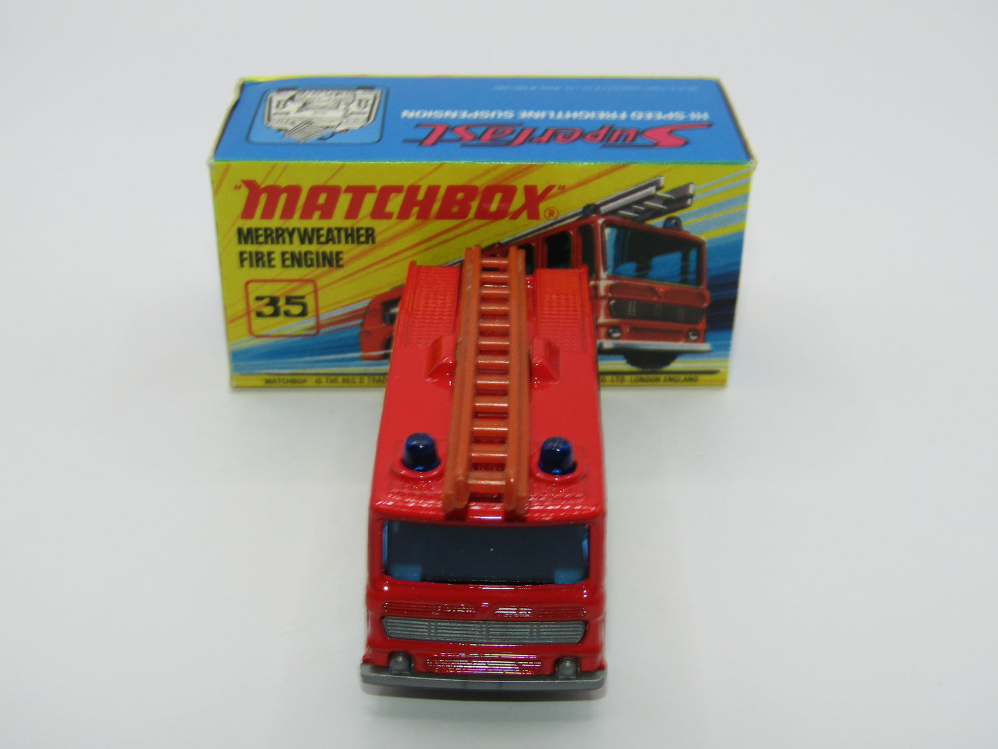 Matchbox Superfast No 35A Merryweather Fire Engine BROWN Ladder