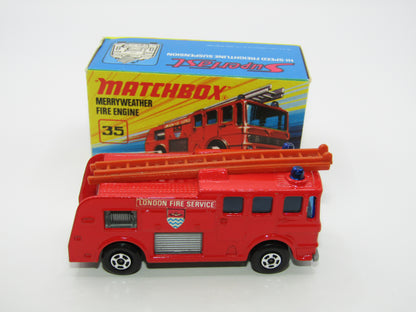 Matchbox Superfast No 35A Merryweather Fire Engine BROWN Ladder