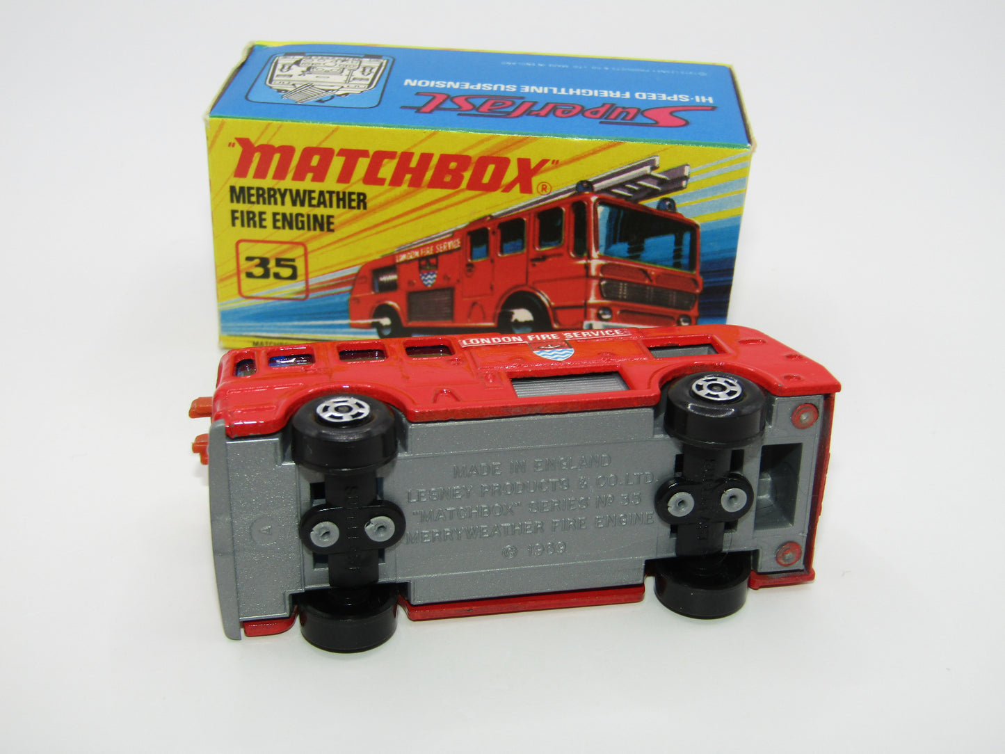 Matchbox Superfast No 35A Merryweather Fire Engine BROWN Ladder