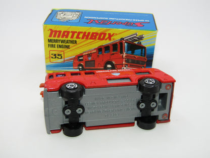 Matchbox Superfast No 35A Merryweather Fire Engine BROWN Ladder