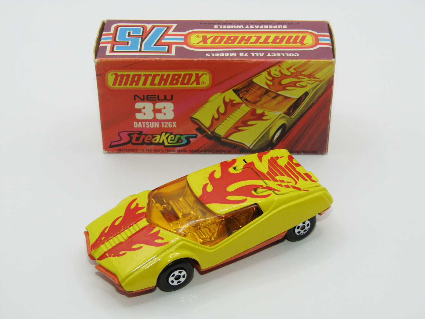 Matchbox Superfast 33B Datsun 126X Red & Orange Flames Tampo