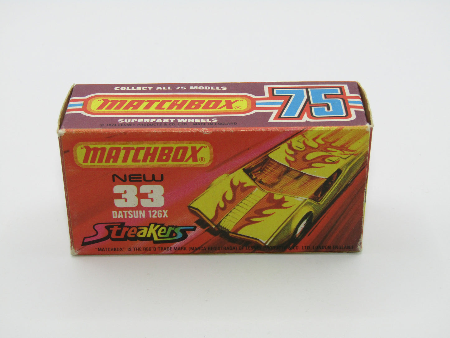Matchbox Superfast 33B Datsun 126X Red & Orange Flames Tampo