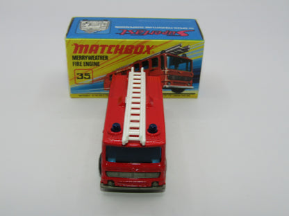 Matchbox Superfast No 35A Merryweather Fire Engine DOT DASH GOLD BASE
