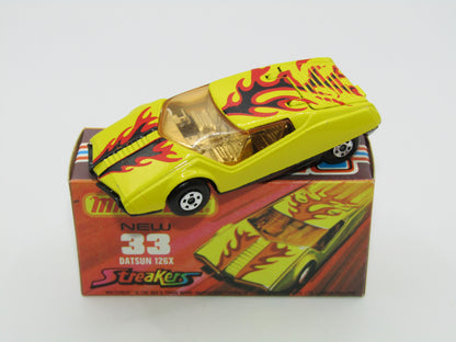Matchbox Superfast 33B Datsun 126X Light Amber Windows BLACK Golden X Base