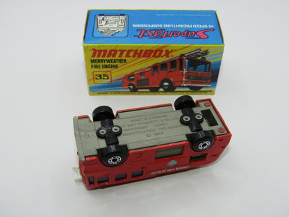 Matchbox Superfast No 35A Merryweather Fire Engine DOT DASH GOLD BASE