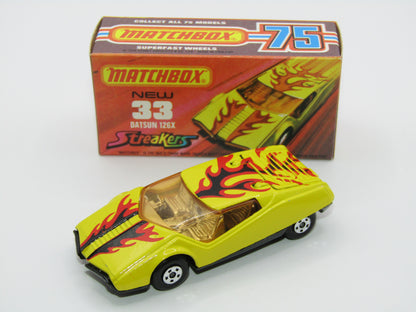 Matchbox Superfast 33B Datsun 126X Light Amber Windows BLACK Golden X Base