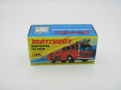 Matchbox Superfast No 35A Merryweather Fire Engine DOT DASH GOLD BASE