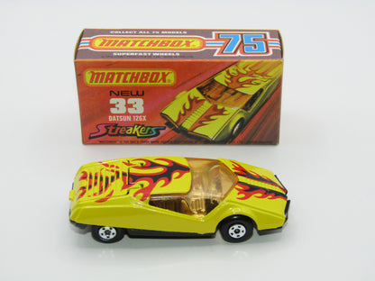 Matchbox Superfast 33B Datsun 126X Light Amber Windows BLACK Golden X Base