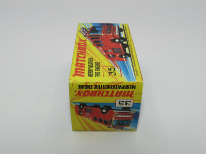 Matchbox Superfast No 35A Merryweather Fire Engine DOT DASH GOLD BASE